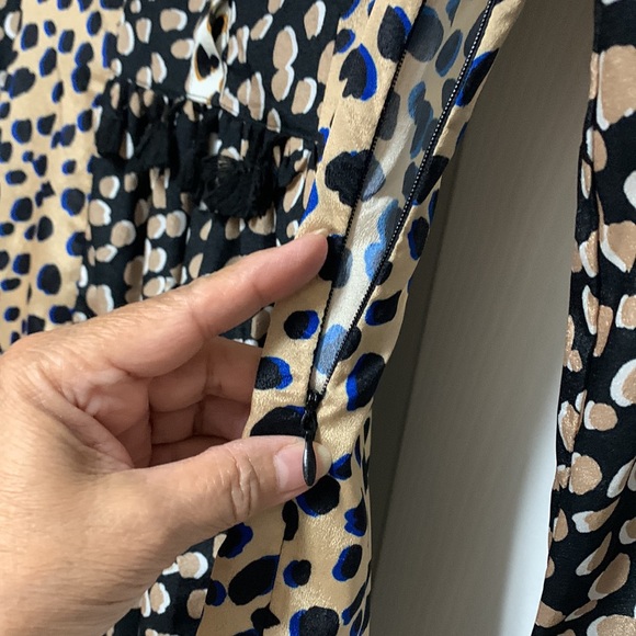 NEVER FULLY DRESSED Edna Leopard Print Tassel Midi Shirt Dress Size S - Picture 9 of 11